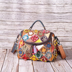 Handcrafted Top-Grain Cowhide Leather Handbag with Contrasting Color Patchwork YF-1395