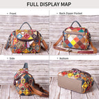 Handcrafted Top-Grain Cowhide Leather Handbag with Contrasting Color Patchwork YF-1395