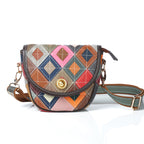 Retro Leather Mini Bag with Color-Blocking Design Cowhide Ethnic-Style Bag YF-1121
