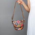 Retro Leather Mini Bag with Color-Blocking Design Cowhide Ethnic-Style Bag YF-1121