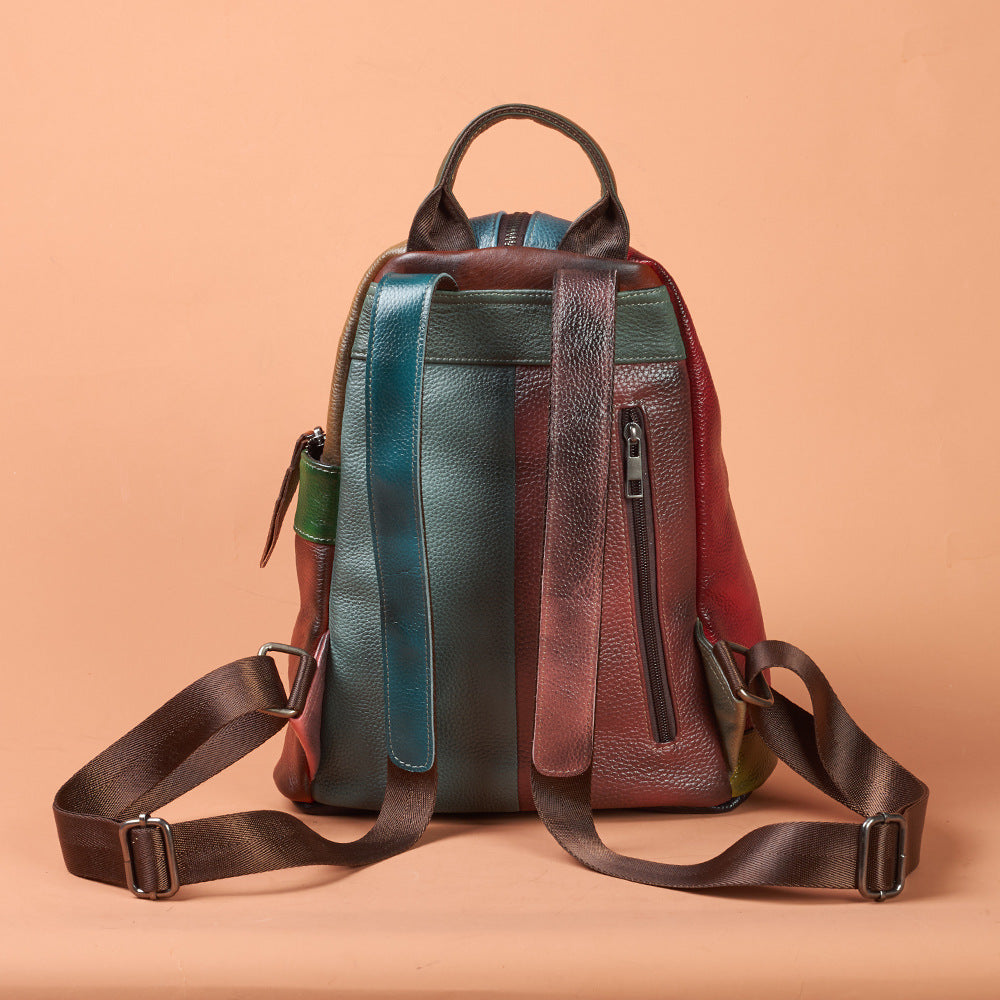 Genuine Leather Fashion Patchwork Handbag Color-Blocked Shoulder Bag YF-5182