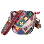 Retro Leather Mini Bag with Color-Blocking Design Cowhide Ethnic-Style Bag YF-1121