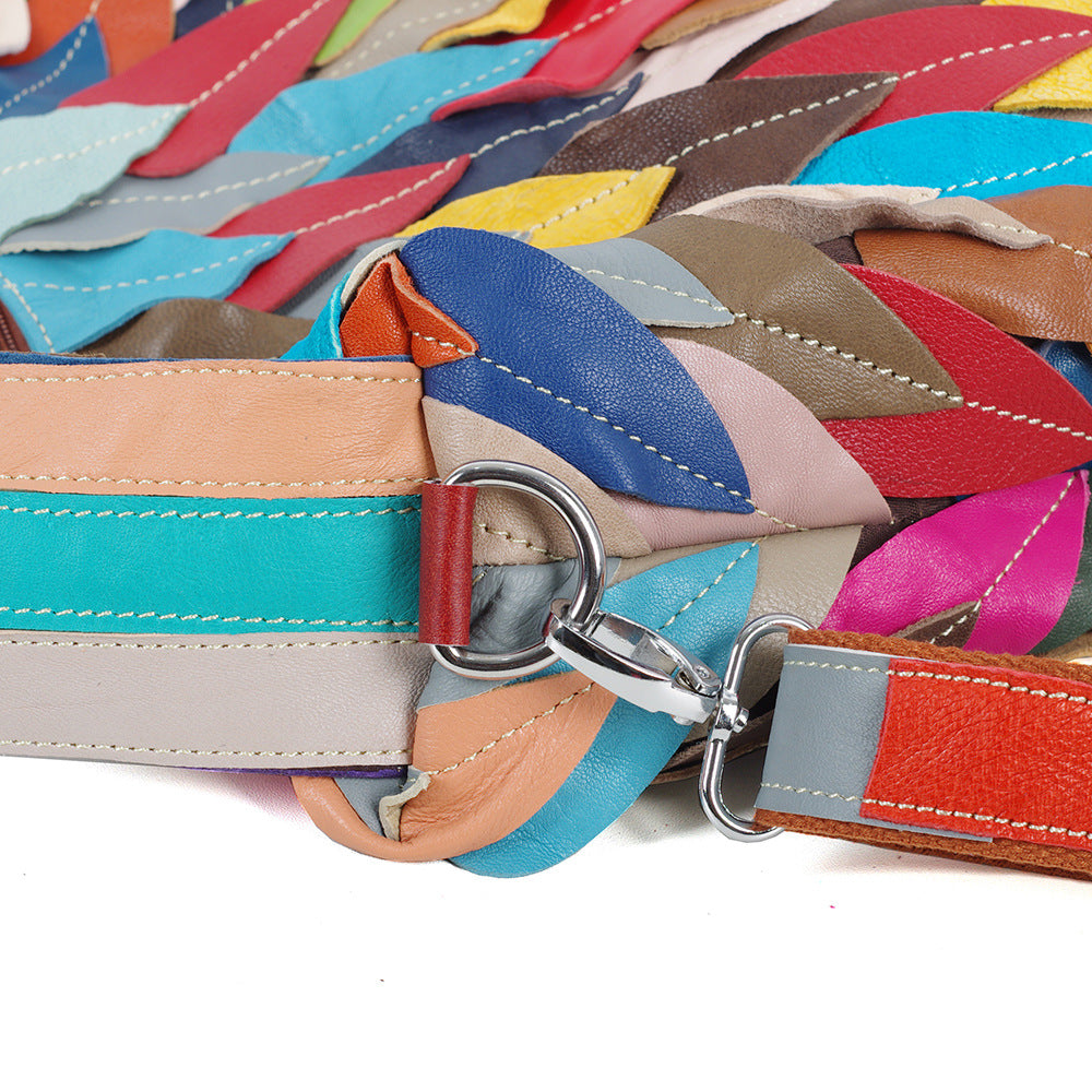 Genuine Leather Colorful Sheepskin Crossbody Tote Bag YF-801