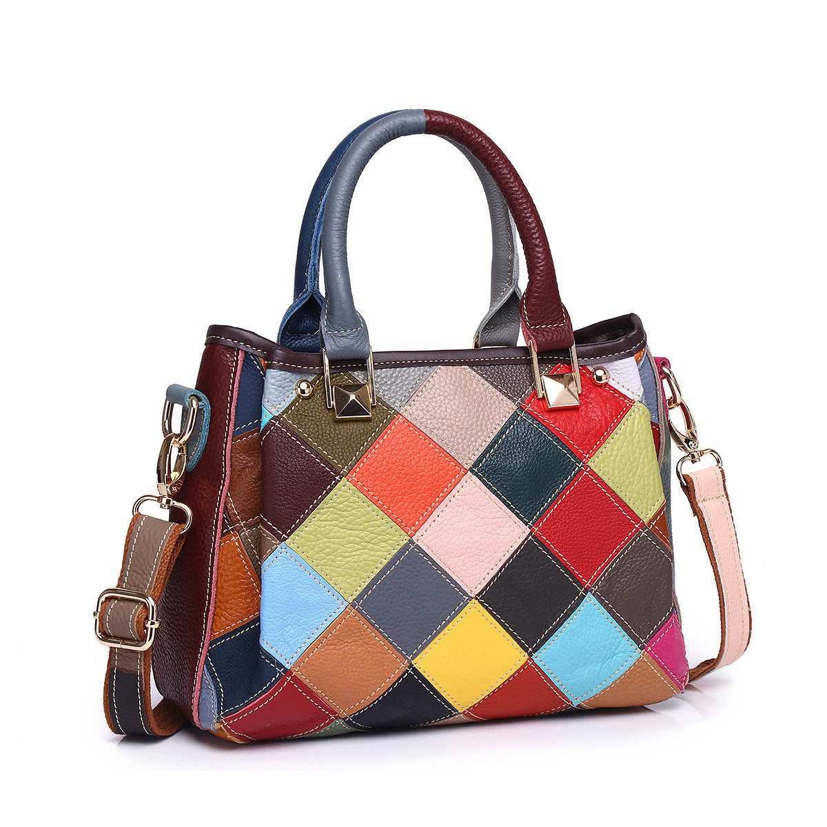 Colorful Random Patchwork Argyle Contrast Color Bag YF-628