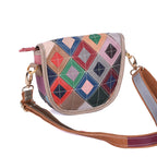 Retro Leather Mini Bag with Color-Blocking Design Cowhide Ethnic-Style Bag YF-1121