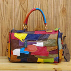 Genuine Leather Cowhide Color-Blocked Crossbody Bag Beaded Clutch  YF-482