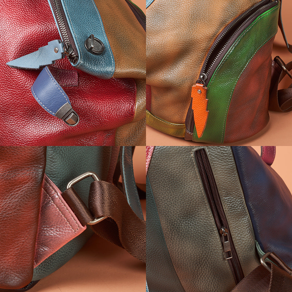 Genuine Leather Fashion Patchwork Handbag Color-Blocked Shoulder Bag YF-5182