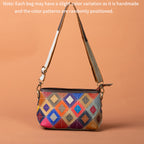 Top-Grain Cowhide Leather Contrast-Color Small Crossbody Shoulder Bag YF-1346