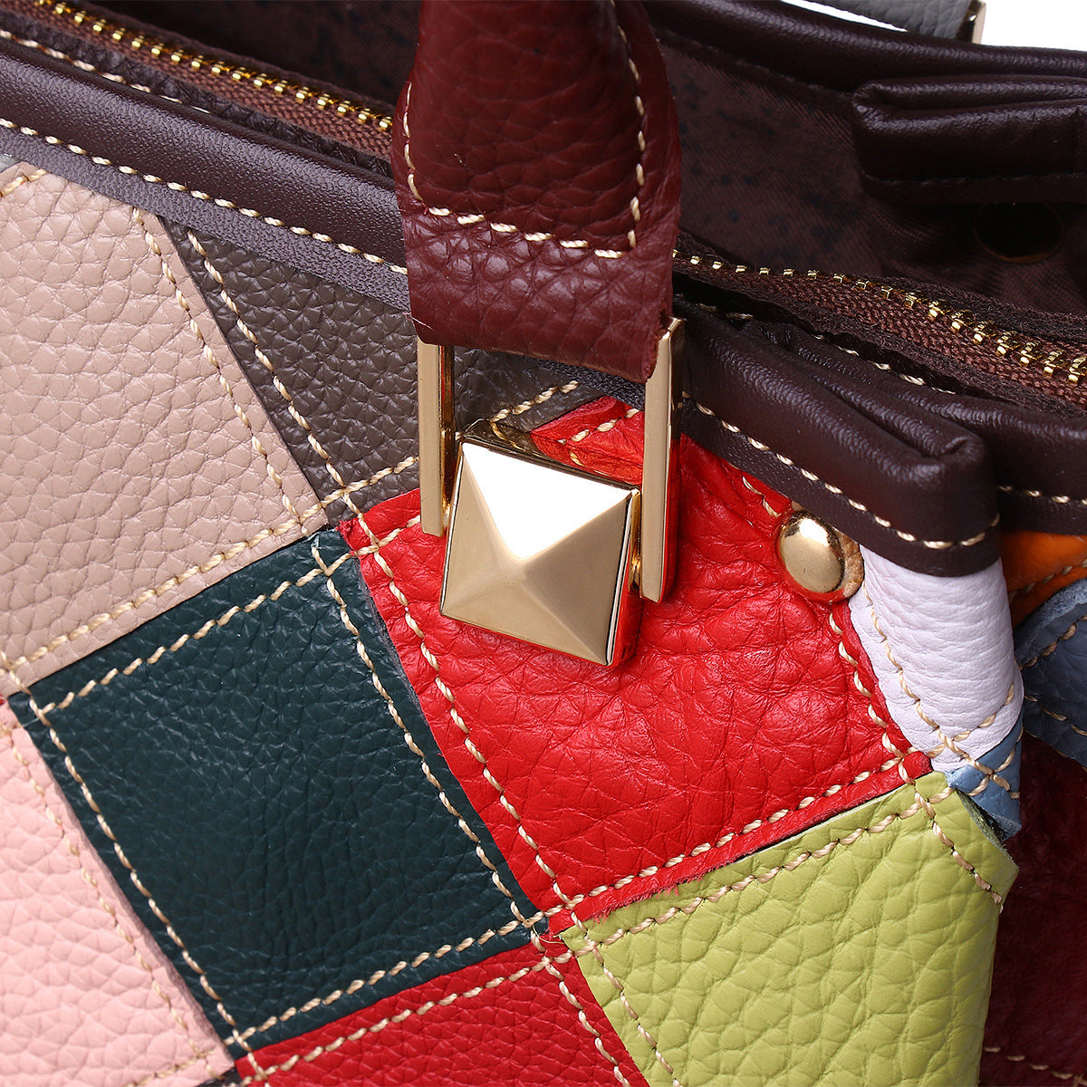 Colorful Random Patchwork Argyle Contrast Color Bag YF-628