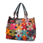 Ethnic-inspired Colorful Braided Leather Tote Bag with Shoulder Strap for Beach Use YF-1286