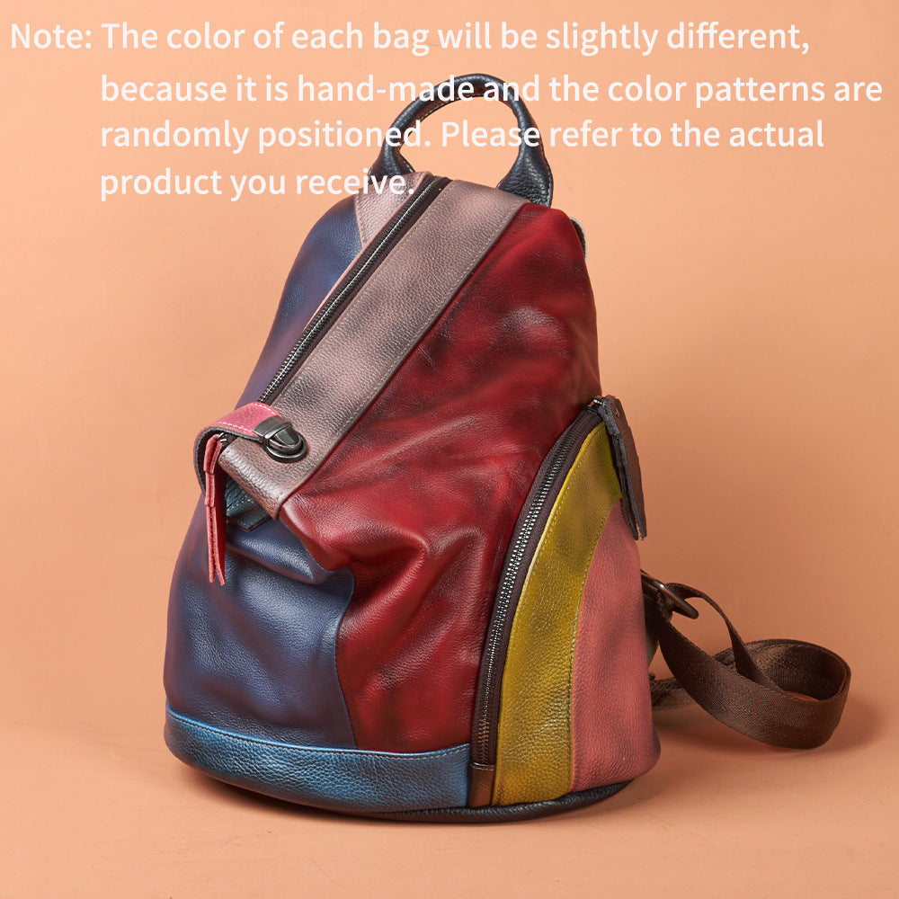 Genuine Leather Fashion Patchwork Handbag Color-Blocked Shoulder Bag YF-5182