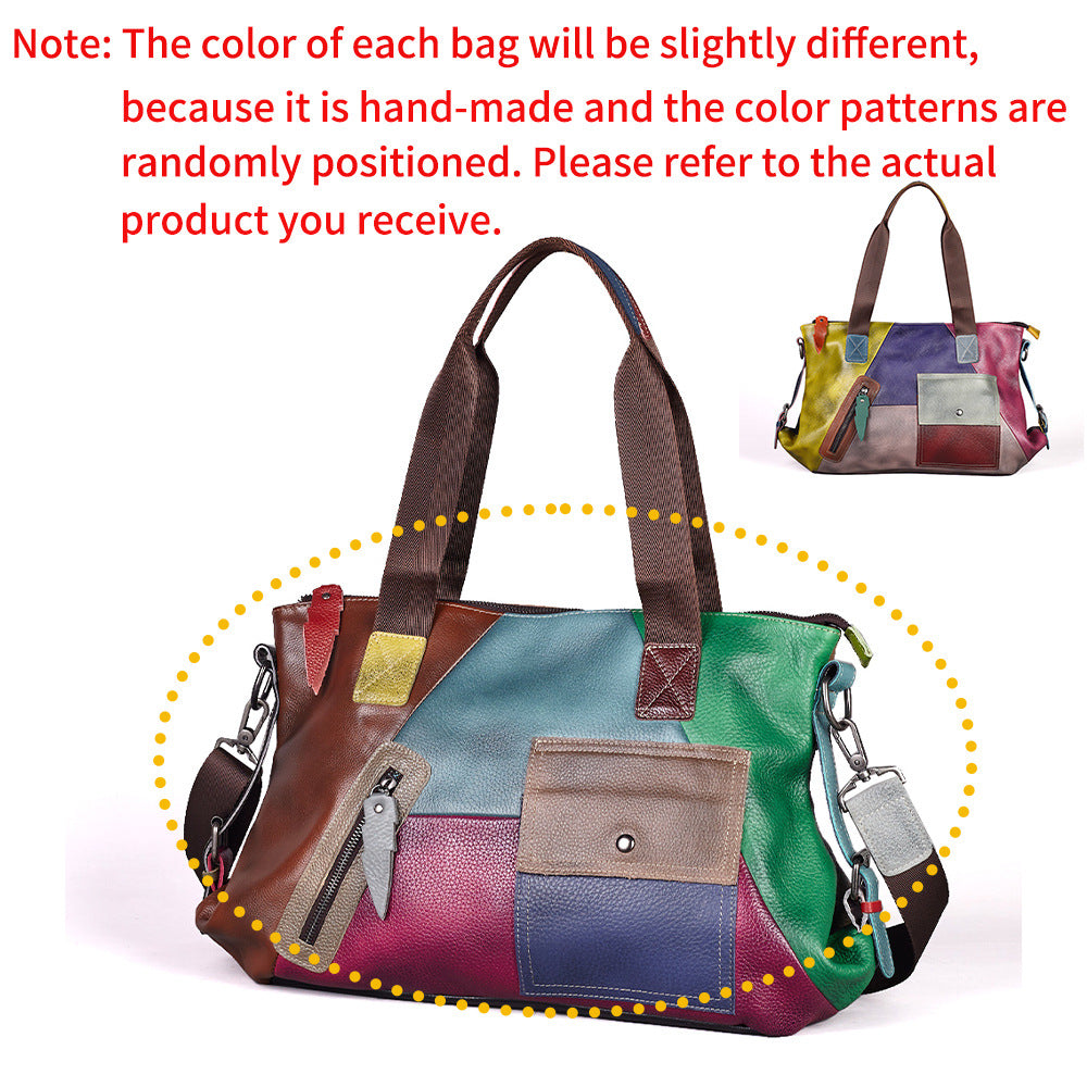 Full-Grain Leather Vintage-Wash Shoulder Bag with Large Capacity YF-8995